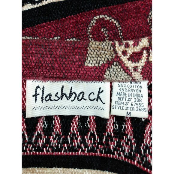 Vtg Flashback Womens Sz M Floral Maroon Tapestry Coat Blazer Cropped Jacket - Picture 5 of 6